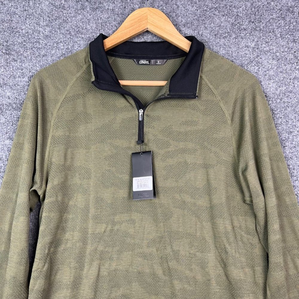 NEW $78 UNRL Green Camo 1/2 Zip Sweater Rival Quarter Zip Men's Size Small‎ - Picture 3 of 8